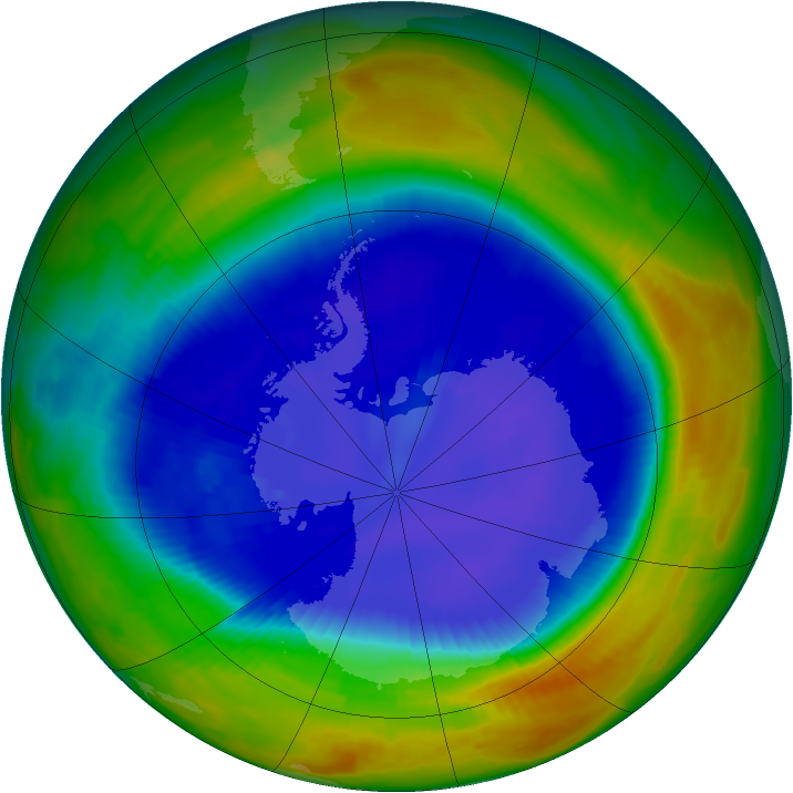 Antarctic ozone map for 05 September 1996